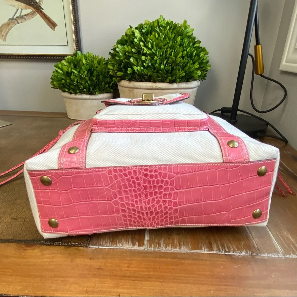 Coach RARE Exotic Legacy Pink Croc Embossed Trim Tote Y2K - Picture 9 of 17